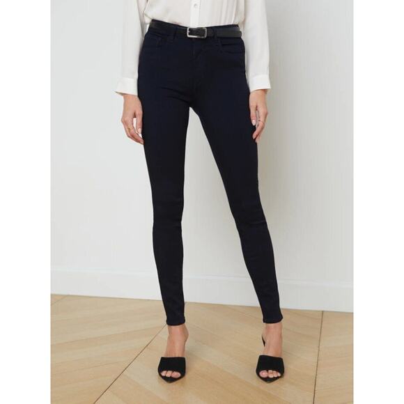 $245 L'Agence Marguerite High Rise Skinny Jeans in Metro Blue 24 NEW